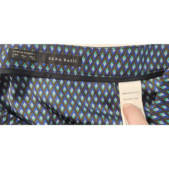 Zara basic sz S geometric blue slouchy LOW rise baloon pants EUC fun comfort - Picture 5 of 11